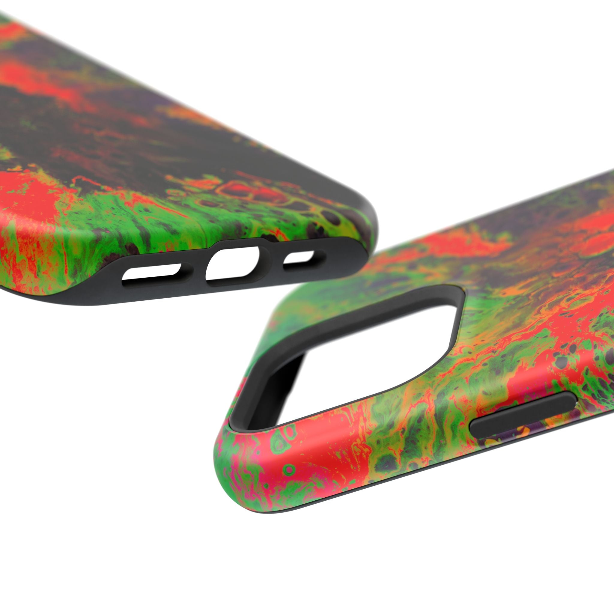 Neon Camo MagSafe iPhone Case – Abstract Art Design, Shockproof for iPhone 14–17 Pro & Pro Max