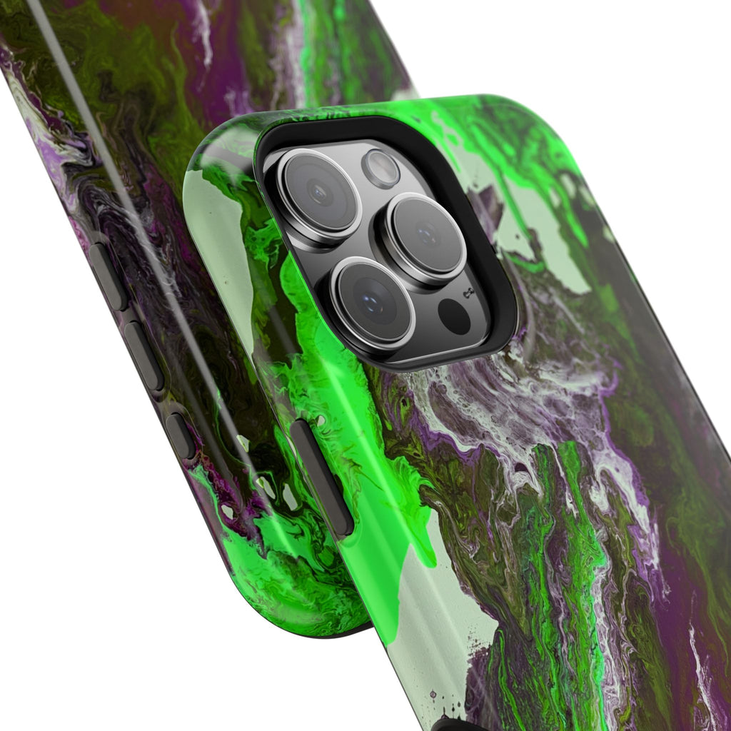 Biohazard Flow X MagSafe iPhone Case – Abstract Art Design, Shockproof for iPhone 14–17 Pro & Pro Max