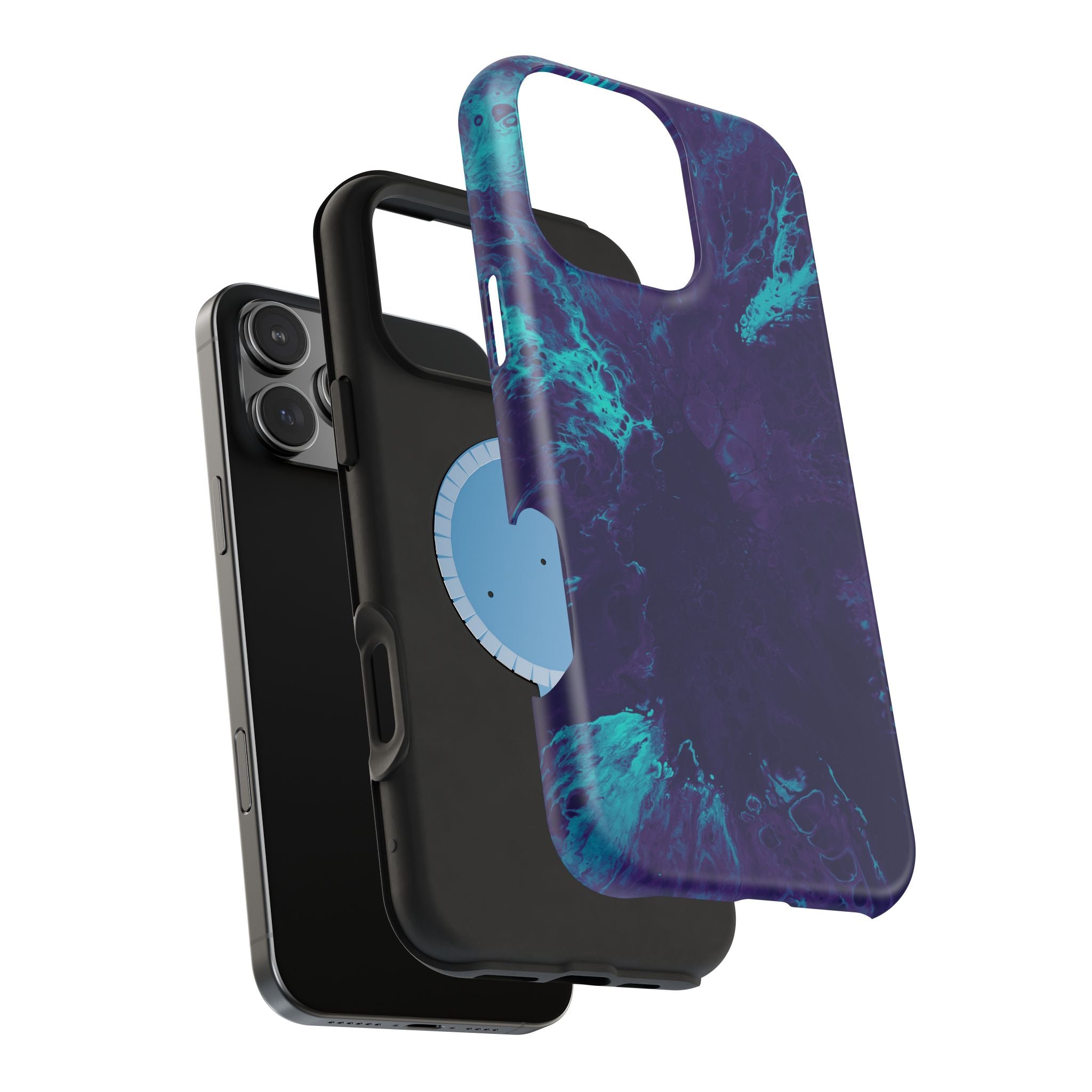 Ocean Pulse MagSafe iPhone Case – Abstract Art Design, Shockproof for iPhone 14–17 Pro & Pro Max