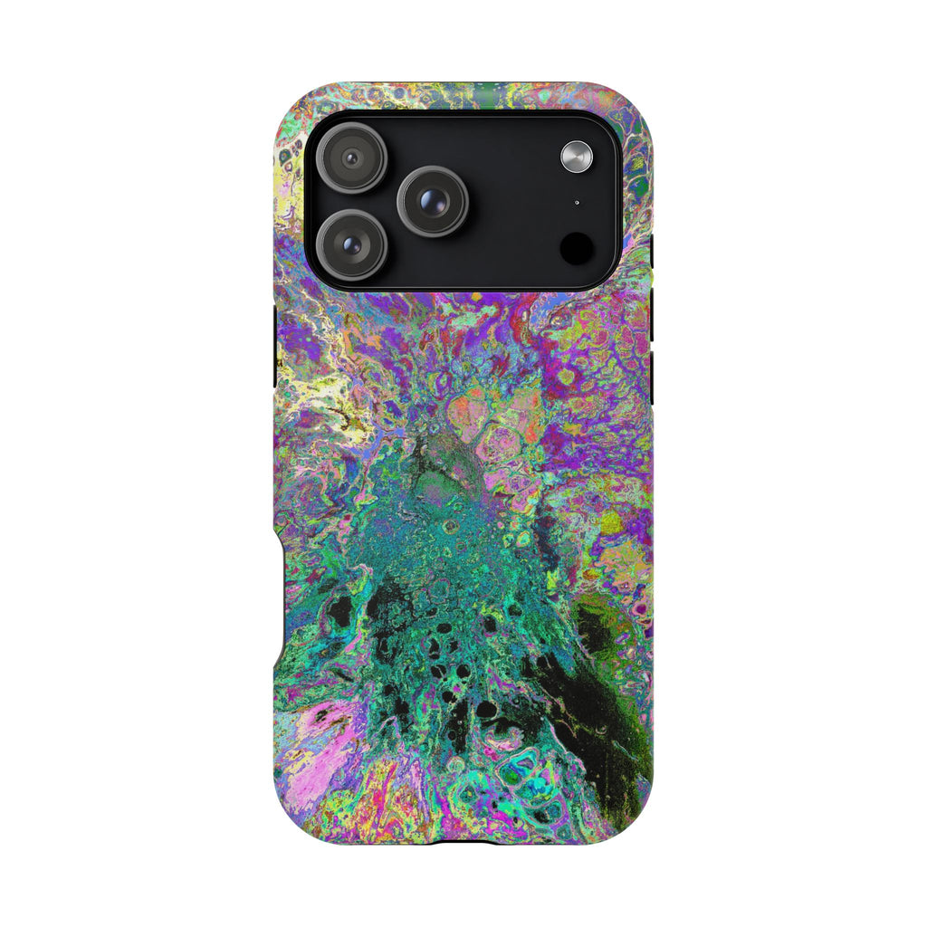 Violet Bloom MagSafe iPhone Case – Abstract Art Design, Shockproof for iPhone 14–17 Pro & Pro Max