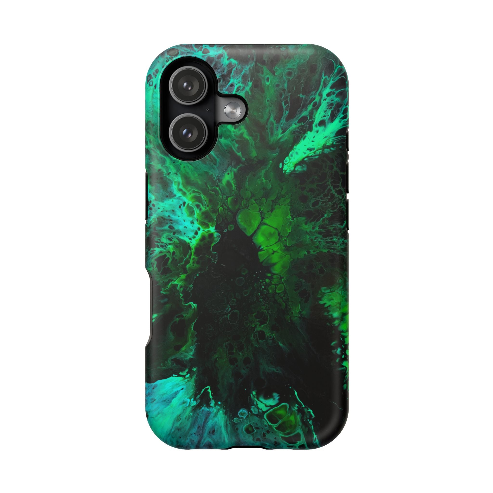 Emerald Collapse MagSafe iPhone Case – Abstract Art Design, Shockproof for iPhone 14–17 Pro & Pro Max