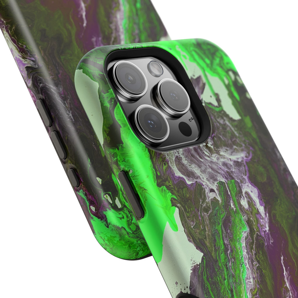 Biohazard Flow X MagSafe iPhone Case – Abstract Art Design, Shockproof for iPhone 14–17 Pro & Pro Max